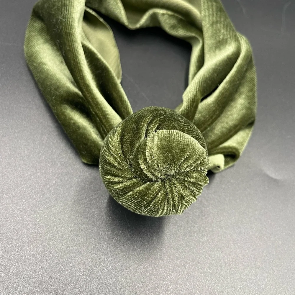 Girls Velvet Olive Green OS Knotted Headband